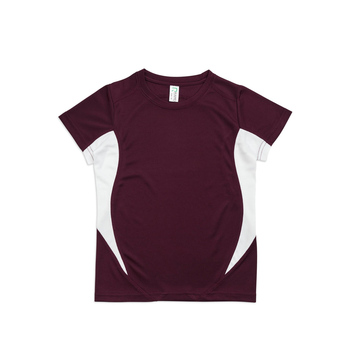 Kids Accelerator Cool-Dry T-shirt - Maroon/White - Front
