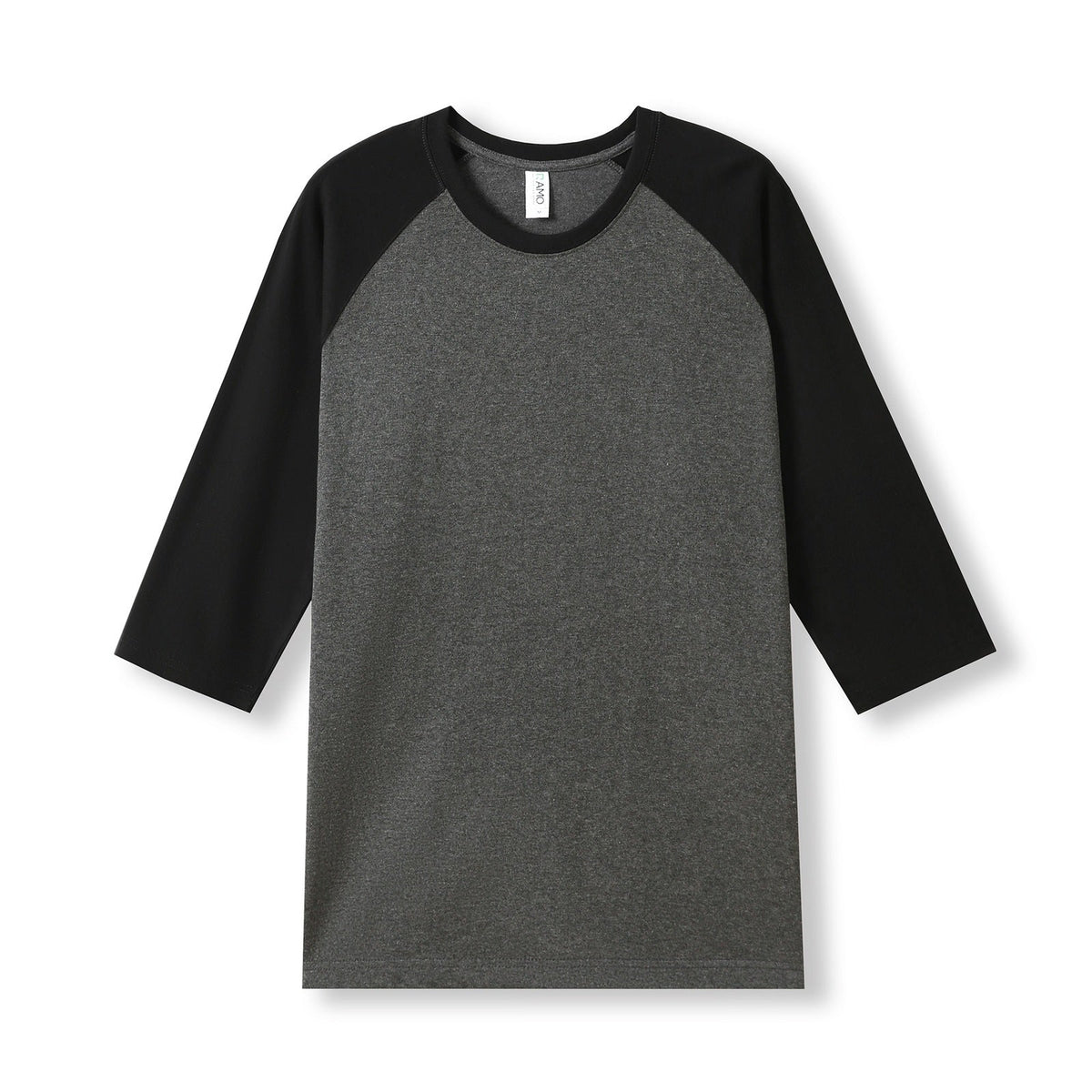Men's / Unisex 3/4 Sleeve Raglan T-shirt - Dark Marl/Black - Front