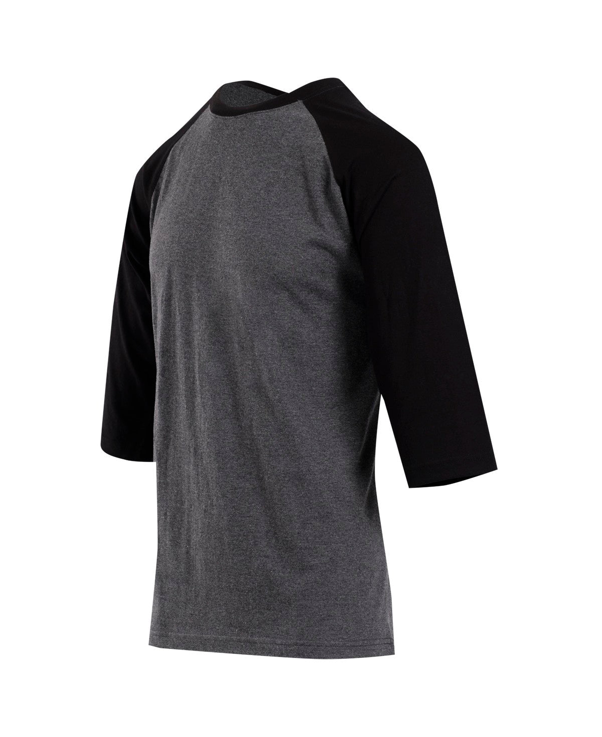 Men's / Unisex 3/4 Sleeve Raglan T-shirt - Dark Marl/Black - Side