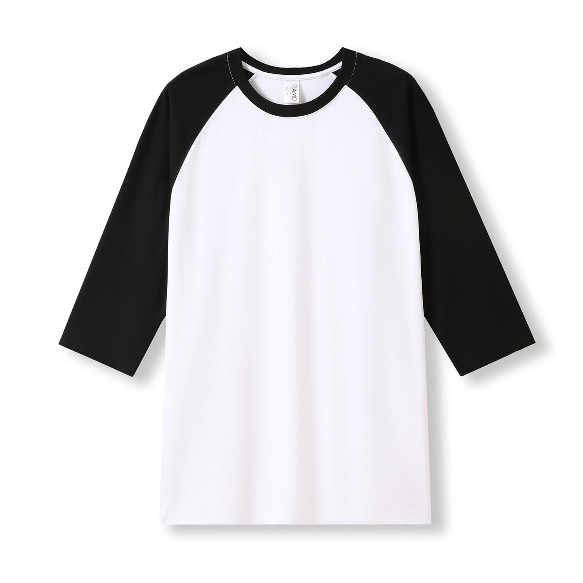 Men's / Unisex 3/4 Sleeve Raglan T-shirt - White/Black - Front