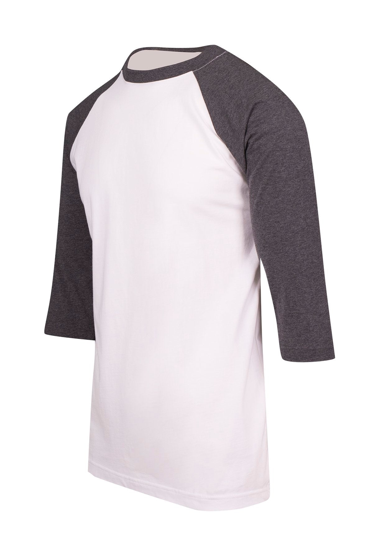 Men's / Unisex 3/4 Sleeve Raglan T-shirt - White/Dark Marl - Side