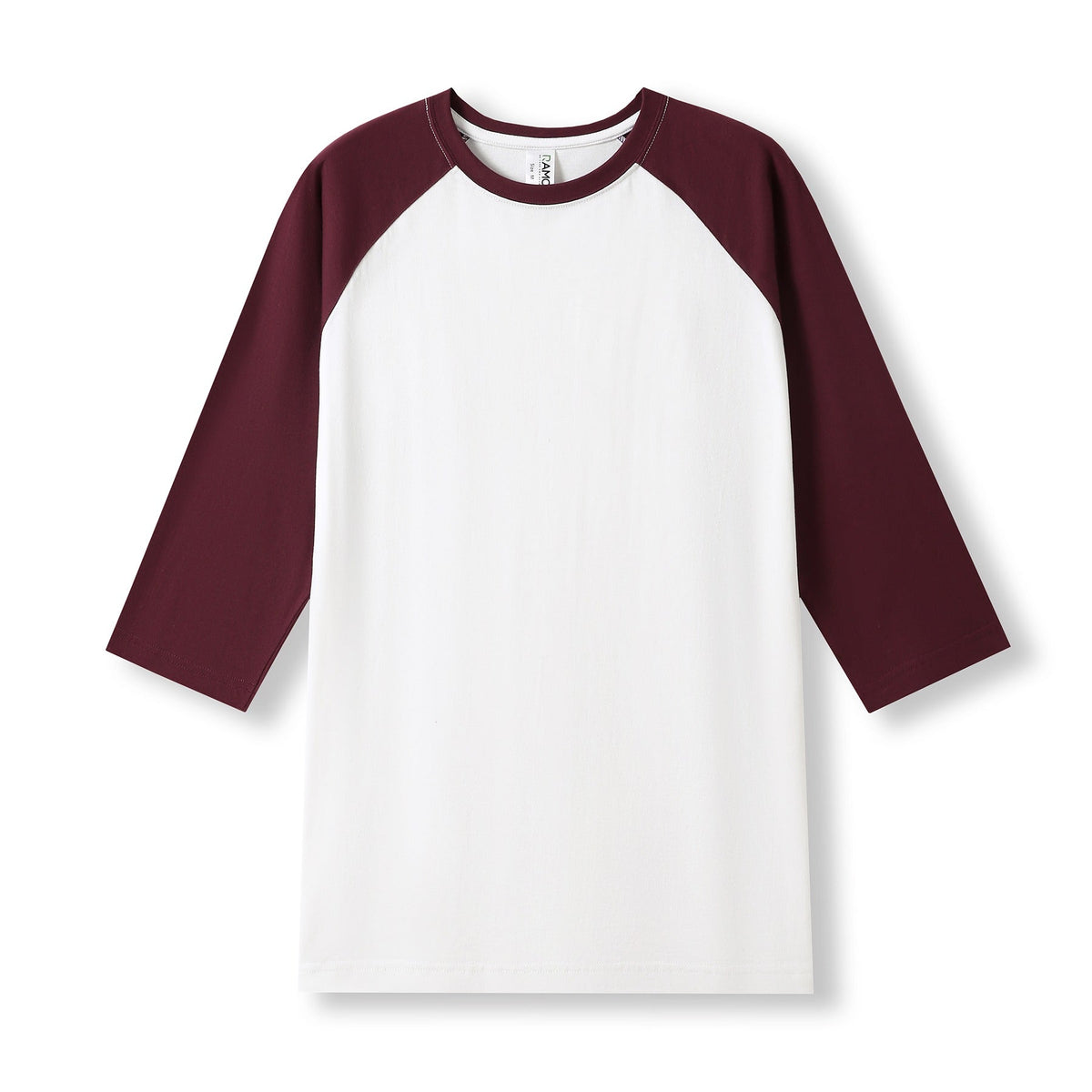 Men's / Unisex 3/4 Sleeve Raglan T-shirt - White/Maroon - Front