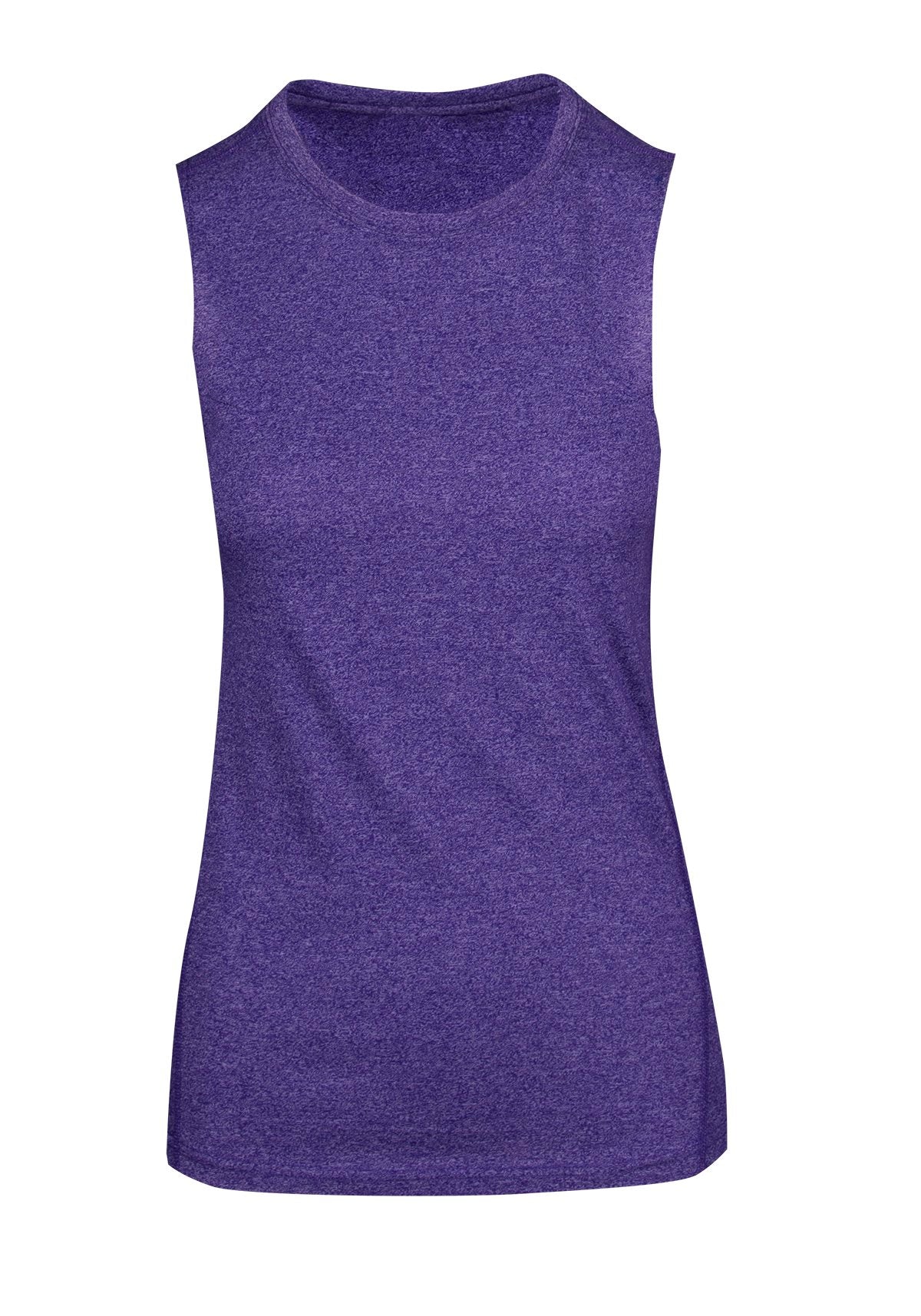 Womens Heather SLEEVELESS Tee - Greatness Range - Grape Heather - Front