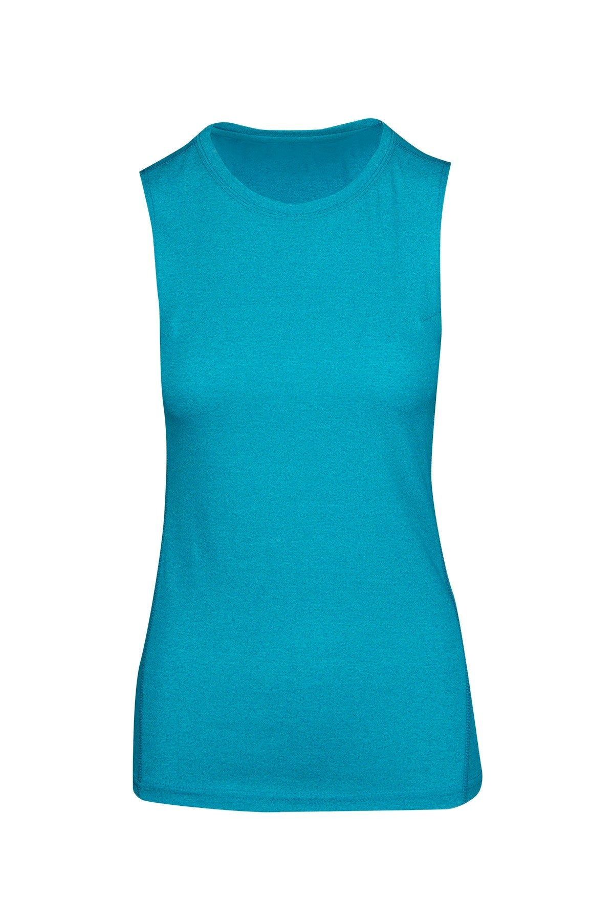 Womens Heather SLEEVELESS Tee - Greatness Range - Jade Heather - Front