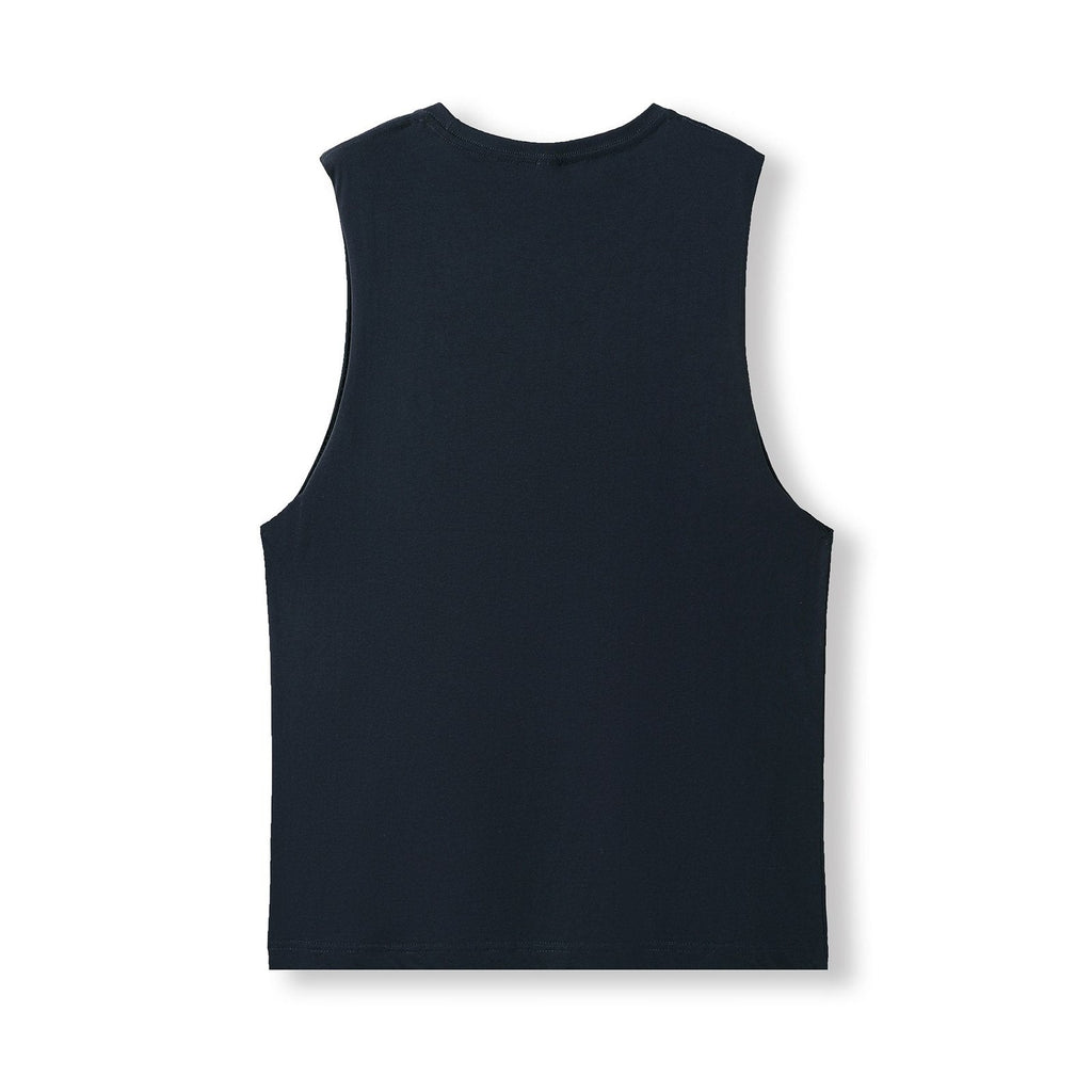 Men's / Unisex combed cotton tank - Navy Blue - Back