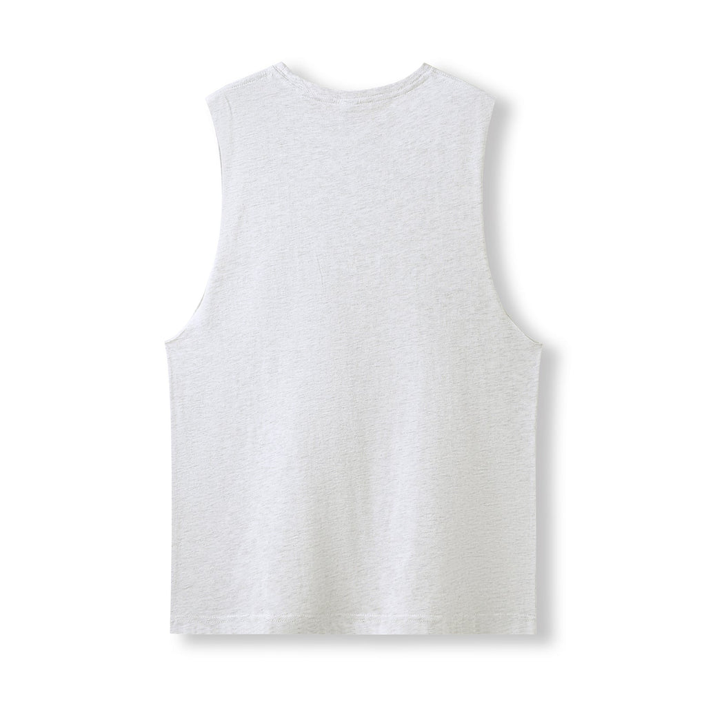 Men's / Unisex combed cotton tank - White Marl - Back