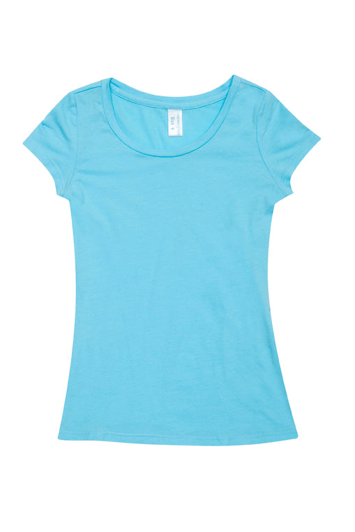 Womens Cotton/Spandex T-shirt - Aqua - Front
