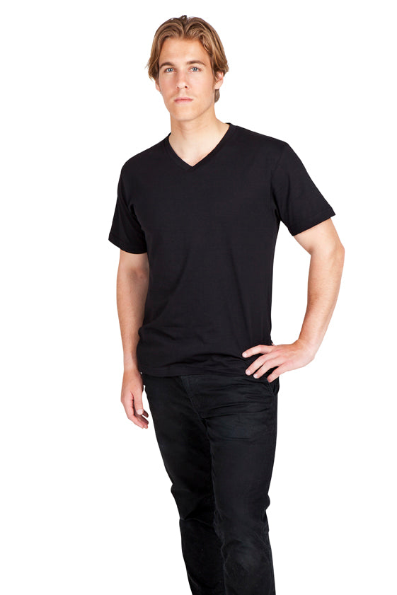 Men's / Unisex V-Neck T-shirt - Black - Front