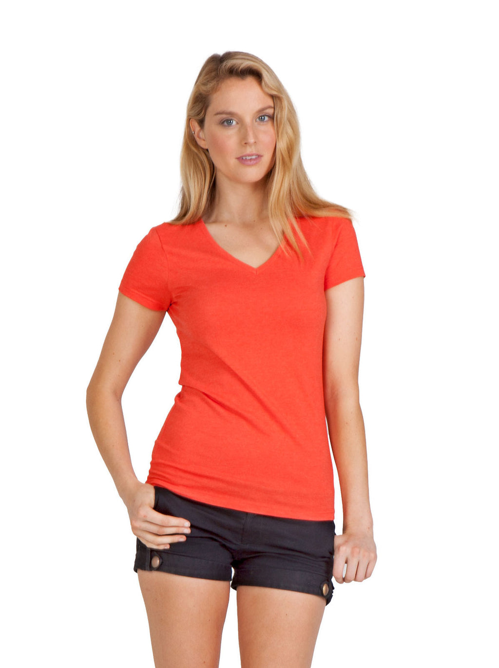 Womens Marl V-neck T-shirt - view
