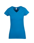 Womens Marl V-neck T-shirt - Azure Marl - Front