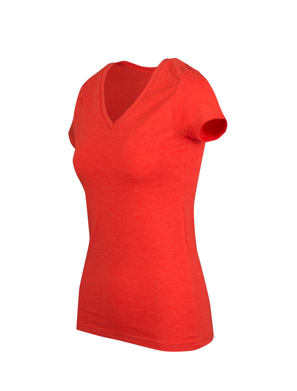 Womens Marl V-neck T-shirt - Coral Red Marl - Side
