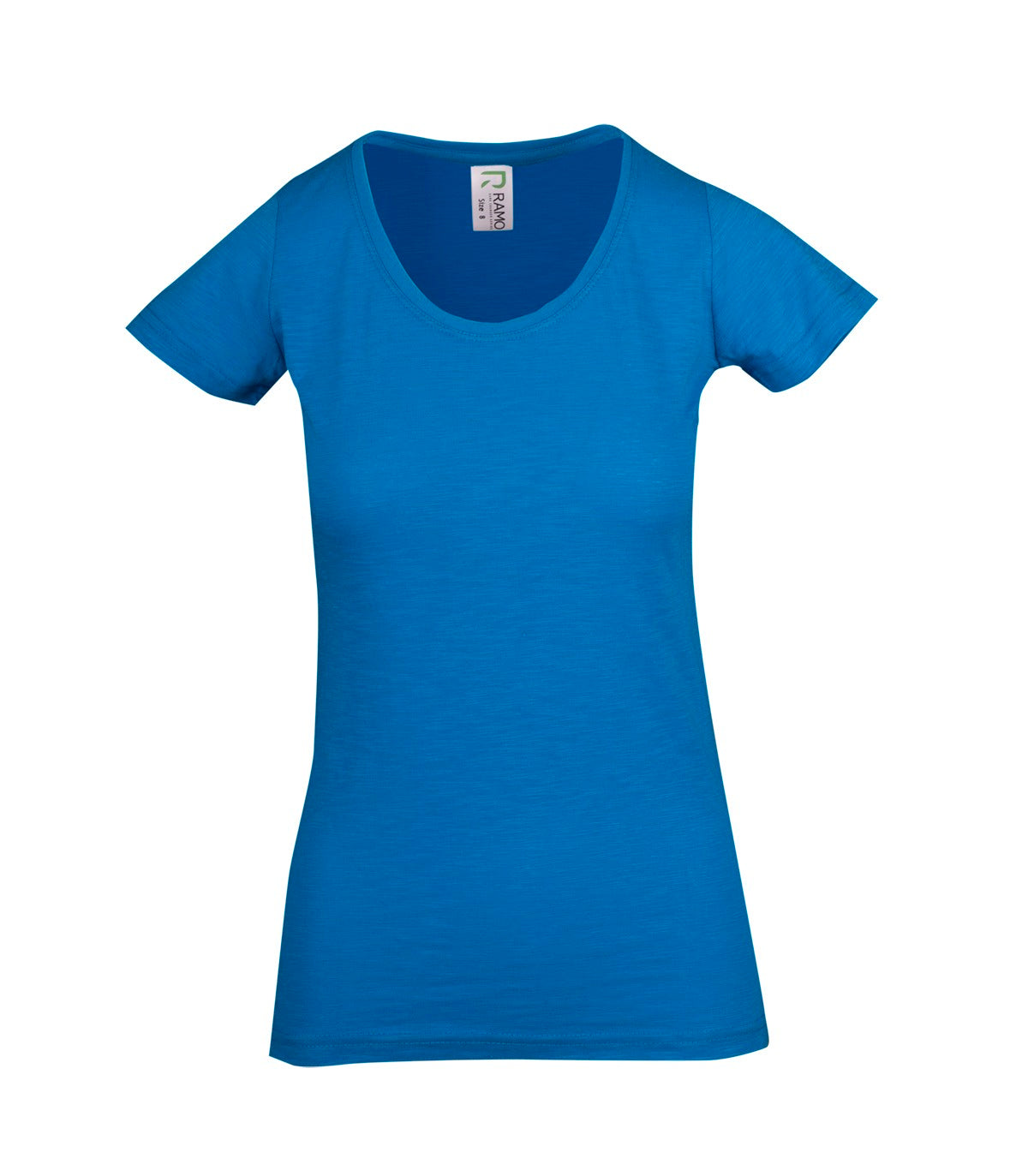 Women's Raw Cotton Wave T-shirt - Azure - Front