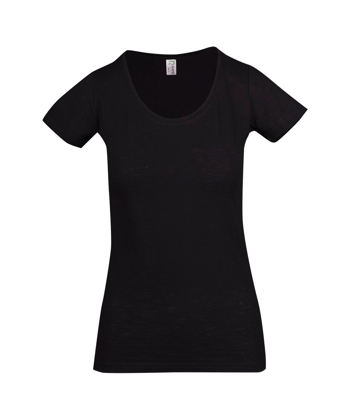 Women's Raw Cotton Wave T-shirt - Black - Front