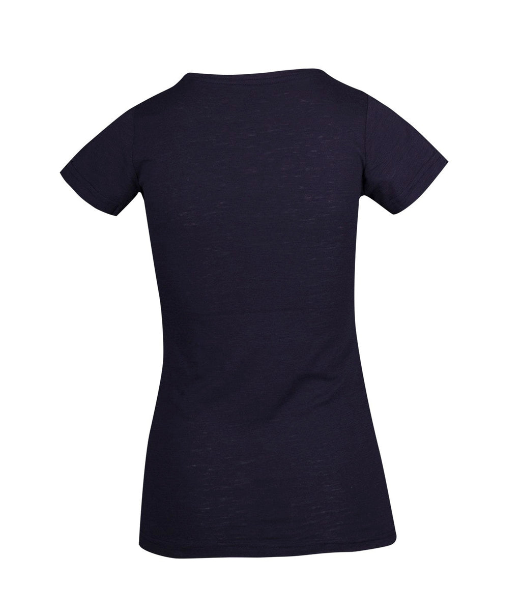 Women's Raw Cotton Wave T-shirt - Navy Blue - Back