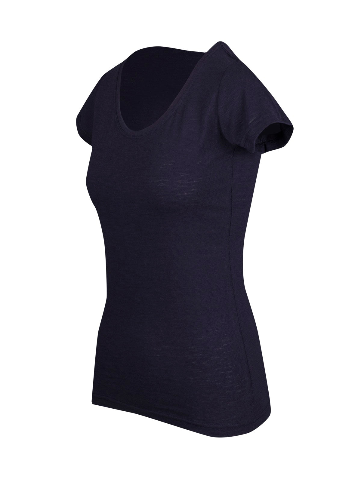 Women's Raw Cotton Wave T-shirt - Navy Blue - Side