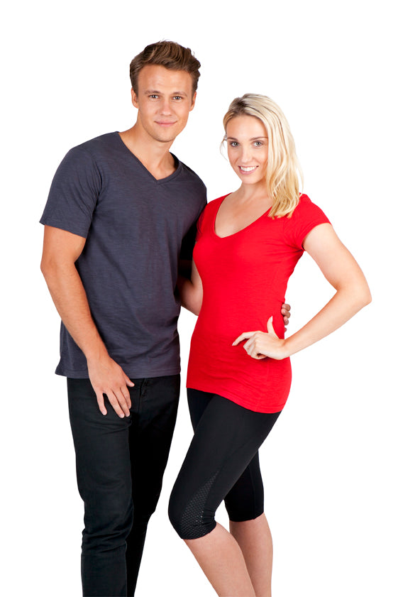 Women's Raw Cotton Wave V Neck Tshirt - view