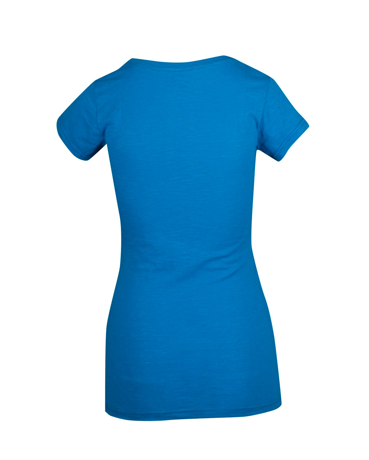Women's Raw Cotton Wave V Neck Tshirt - Azure - Back