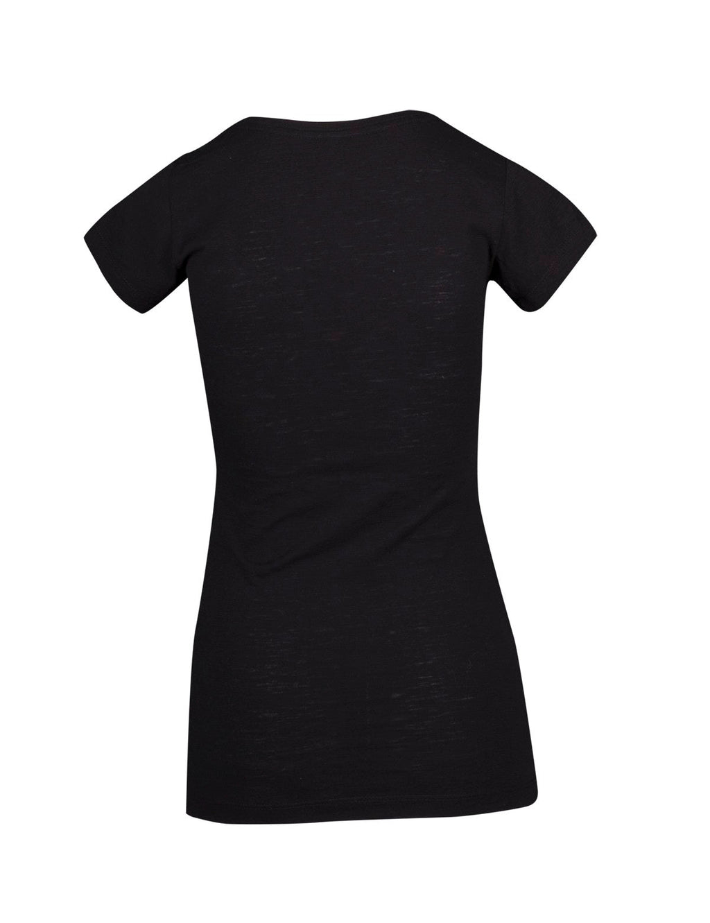 Women's Raw Cotton Wave V Neck Tshirt - Black - Back