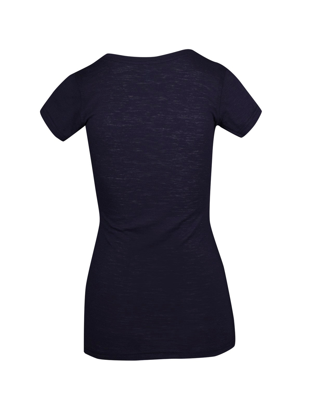 Women's Raw Cotton Wave V Neck Tshirt - Navy Blue - Back