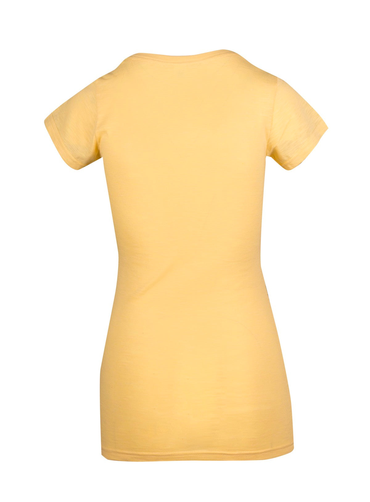 Women's Raw Cotton Wave V Neck Tshirt - Soft Yellow - Back