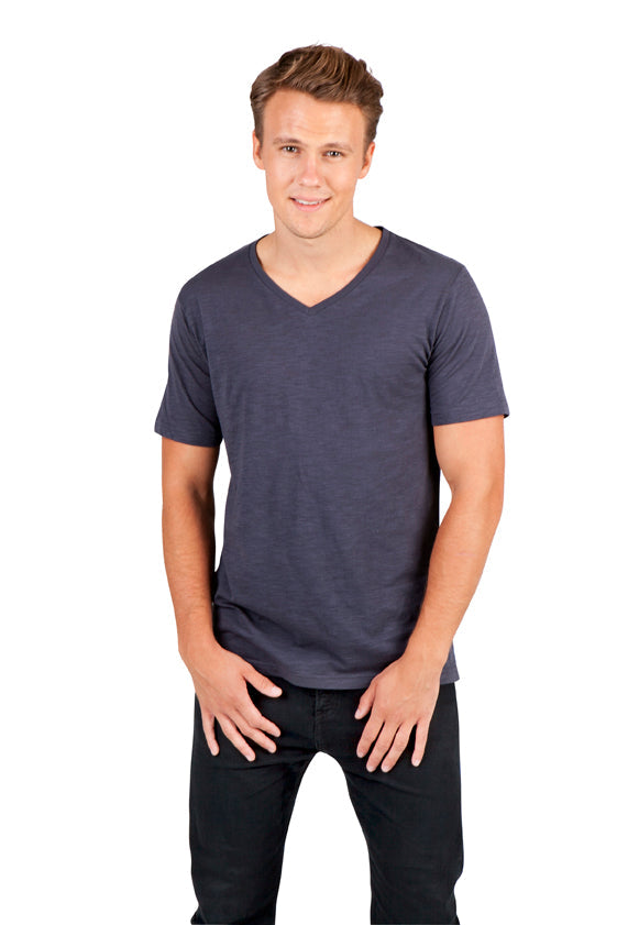 Men's  / Unisex Raw Cotton Wave  V Neck T-shirt - view