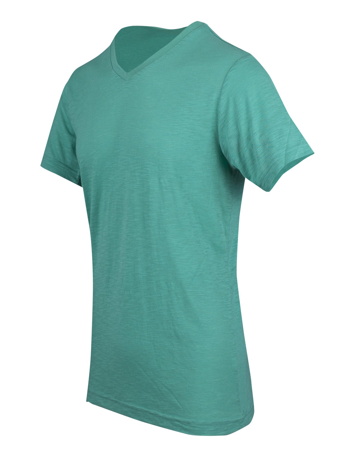 Men's  / Unisex Raw Cotton Wave  V Neck T-shirt - Fruit Green - Side