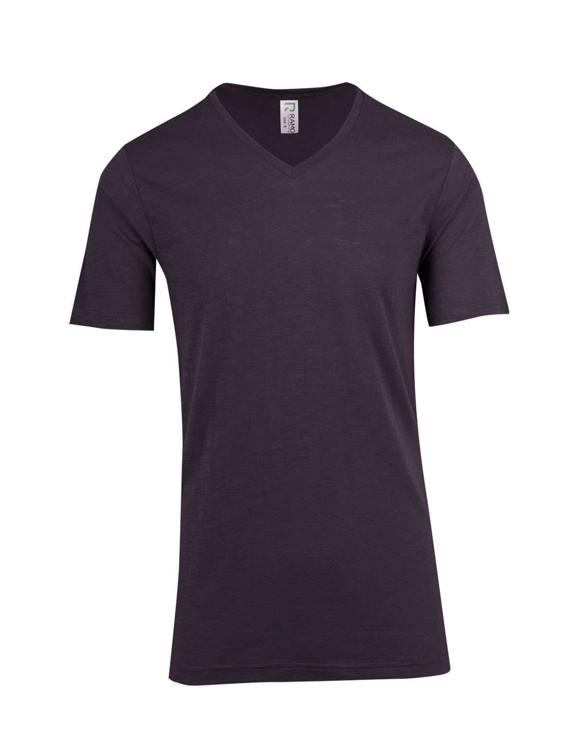 Men's  / Unisex Raw Cotton Wave  V Neck T-shirt - New Charcoal - Front