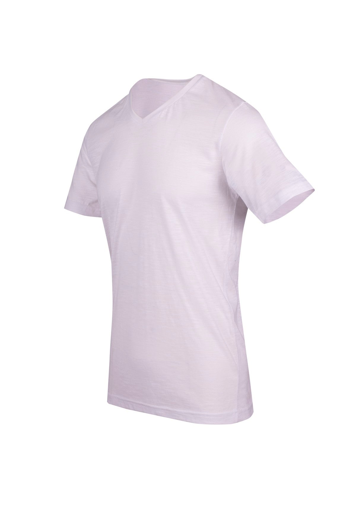 Men's  / Unisex Raw Cotton Wave  V Neck T-shirt - White - Side
