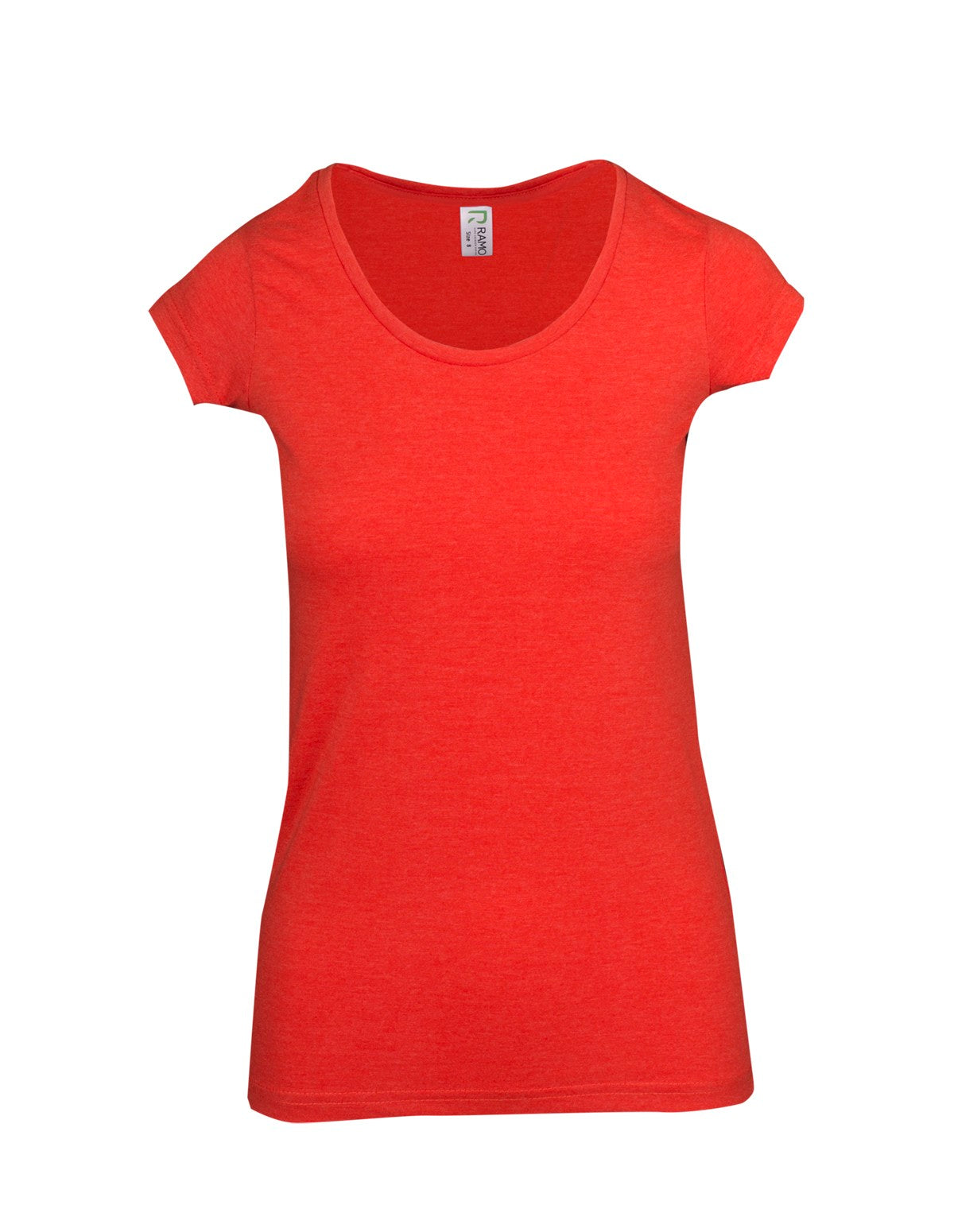 Womens Marl Scoop Neck T-shirt - Coral Red Marl - Front