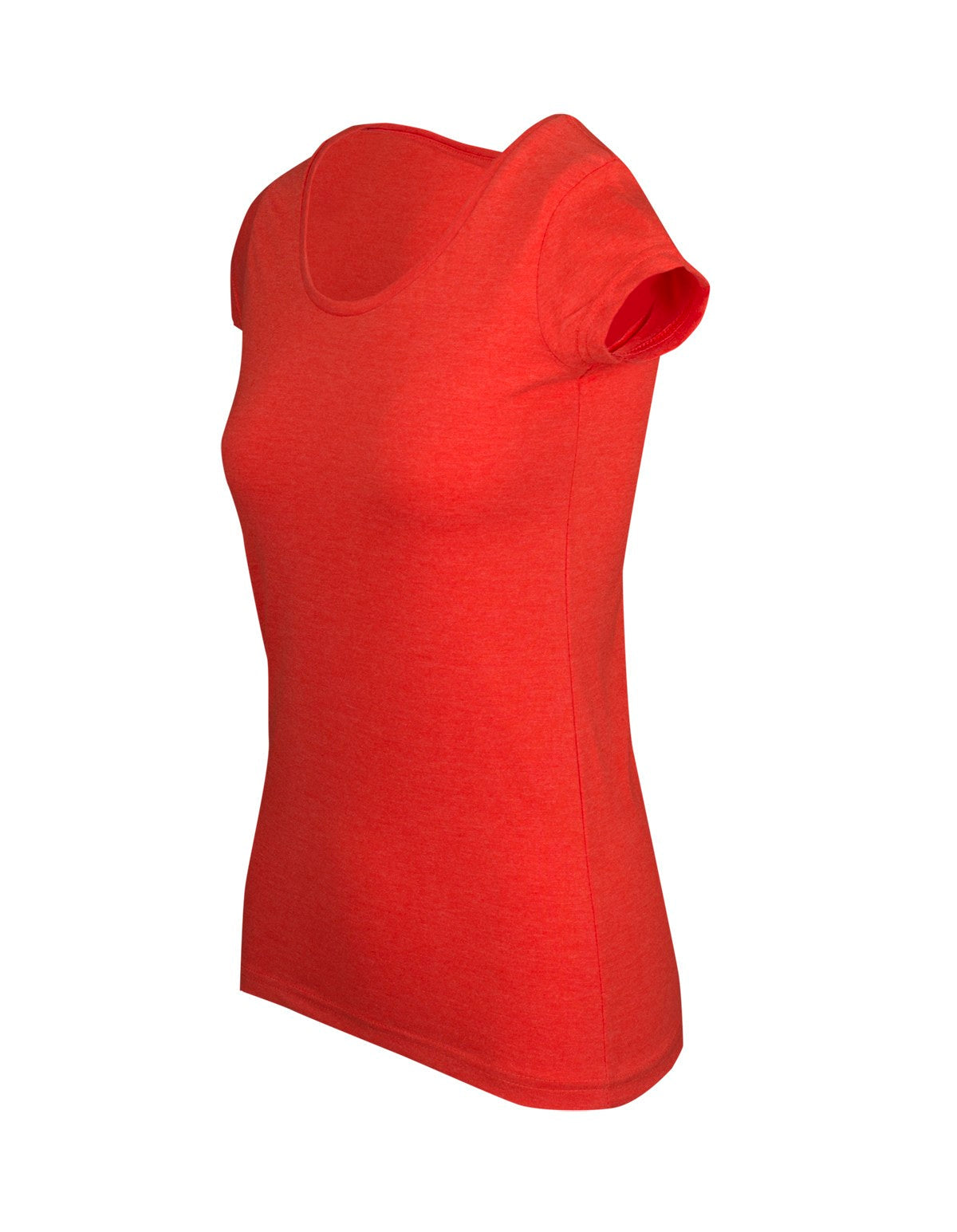 Womens Marl Scoop Neck T-shirt - Coral Red Marl - Side