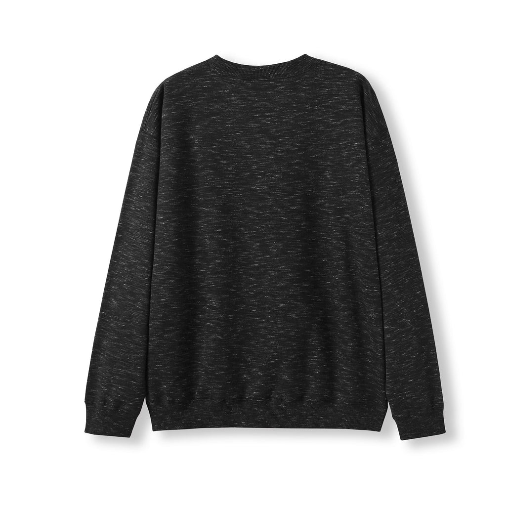 Adult Poly cotton fleece sloppy joe - Black Marl - Back