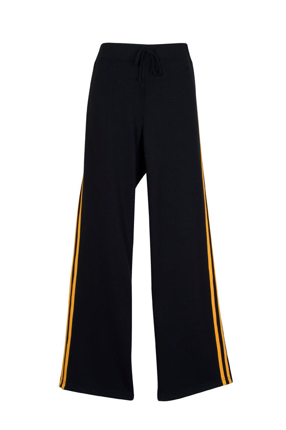 Womens Striped Track Pants - Black/Gold - Front
