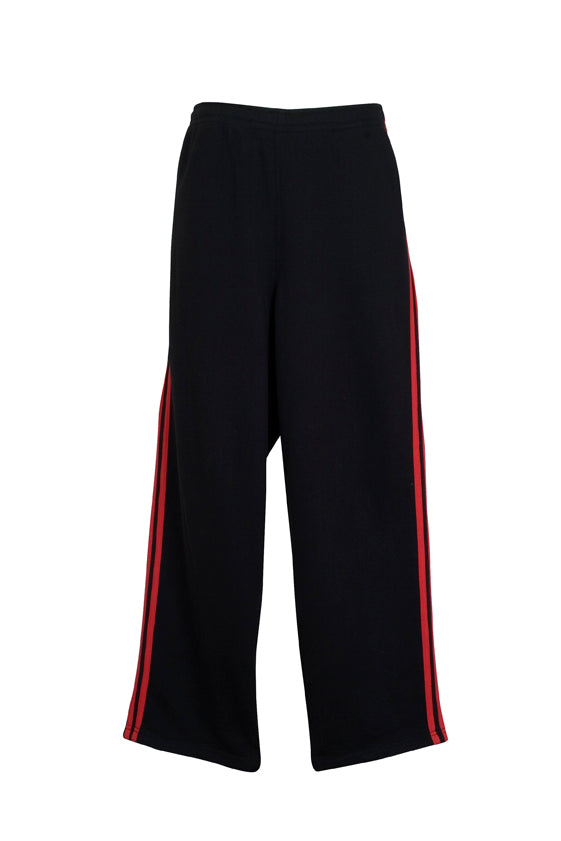 Mens Striped Track Pants - Black/Red - Front