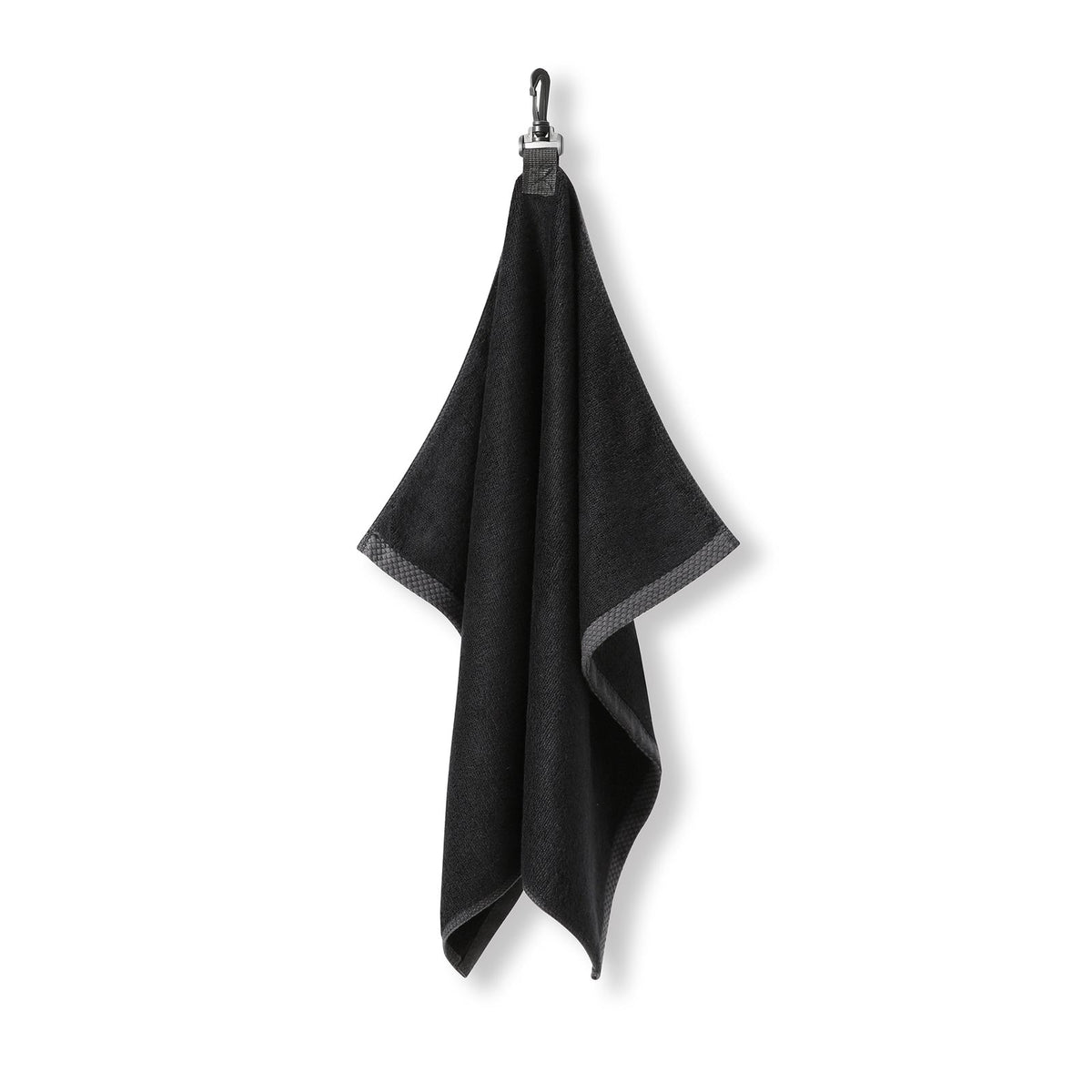Bamboo Golf Towel with plastic hook - Black - Back