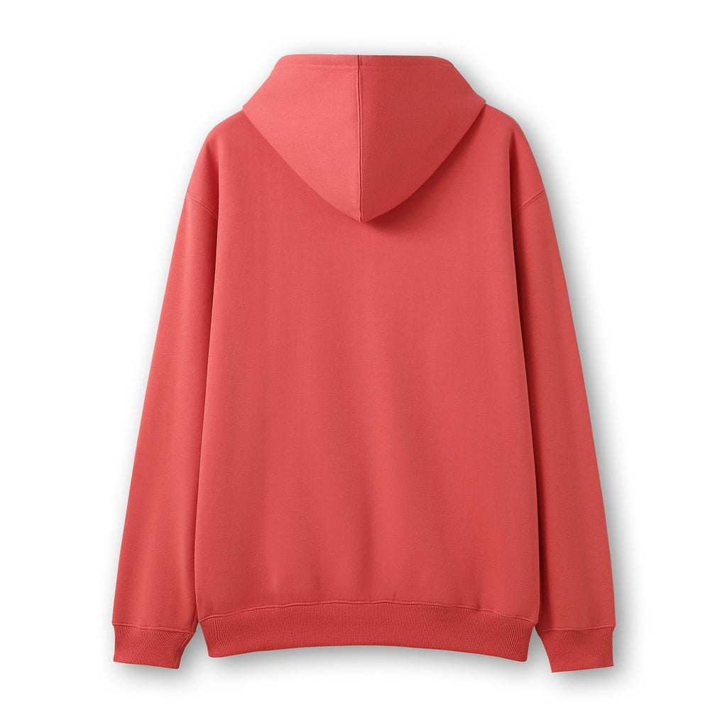 Mens Zip Hoodies with Pocket - Coral Red - Back