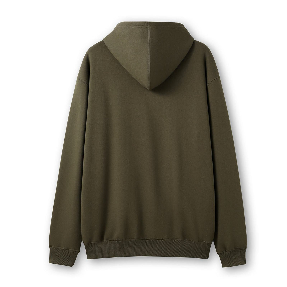 Mens Zip Hoodies with Pocket - Khaki - Back