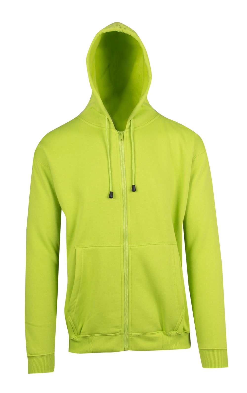 Mens Zip Hoodies with Pocket - Lime - Front