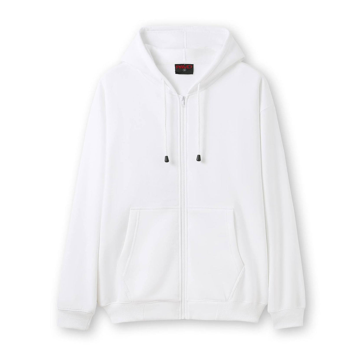 Mens Zip Hoodies with Pocket - White - Front