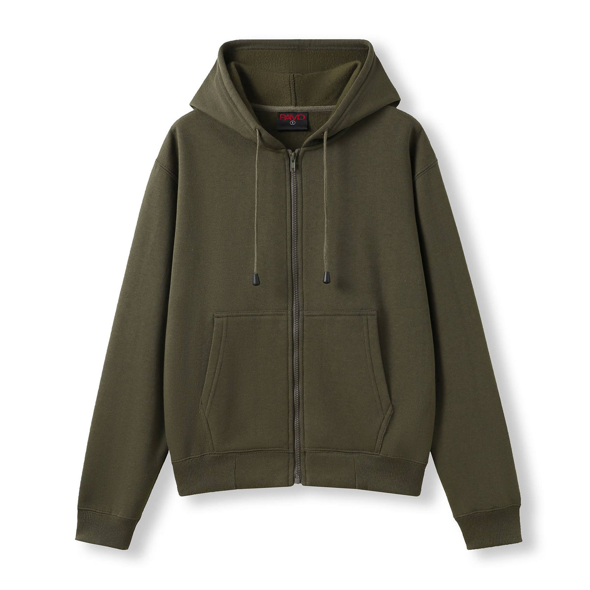 Womens/Juniors Zipper Hoodies with Pocket - Khaki - Front