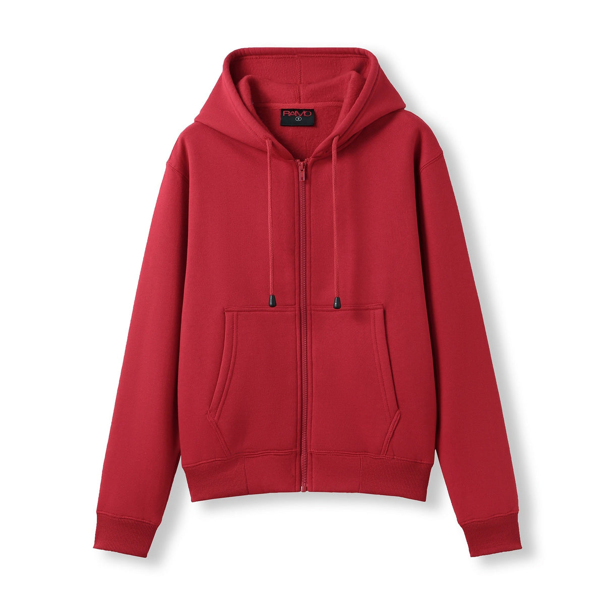 Womens/Juniors Zipper Hoodies with Pocket - Red - Front