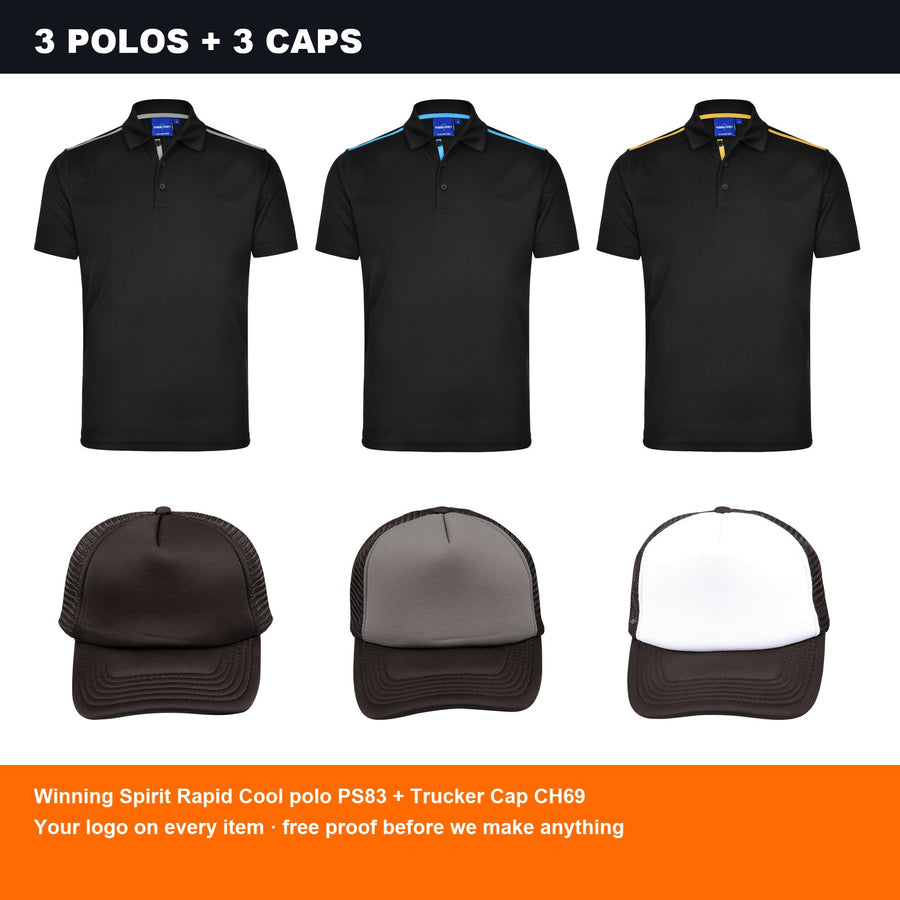 Rapid Cool Polo + Trucker Cap Deal