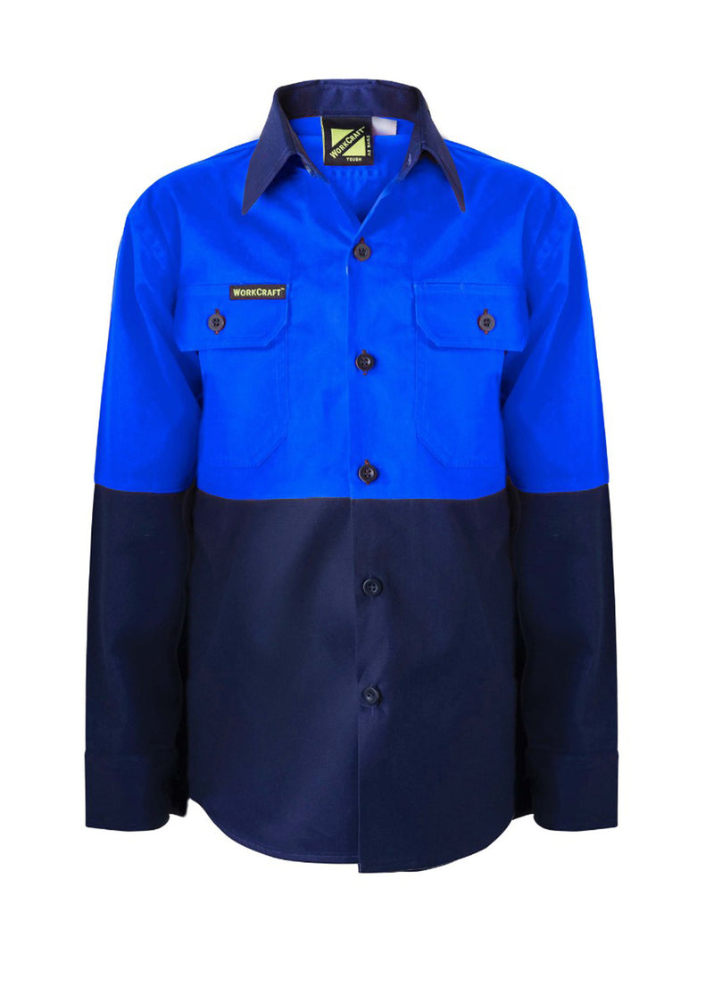 Kids Lightweight Long Sleeve Cotton Drill Shirt