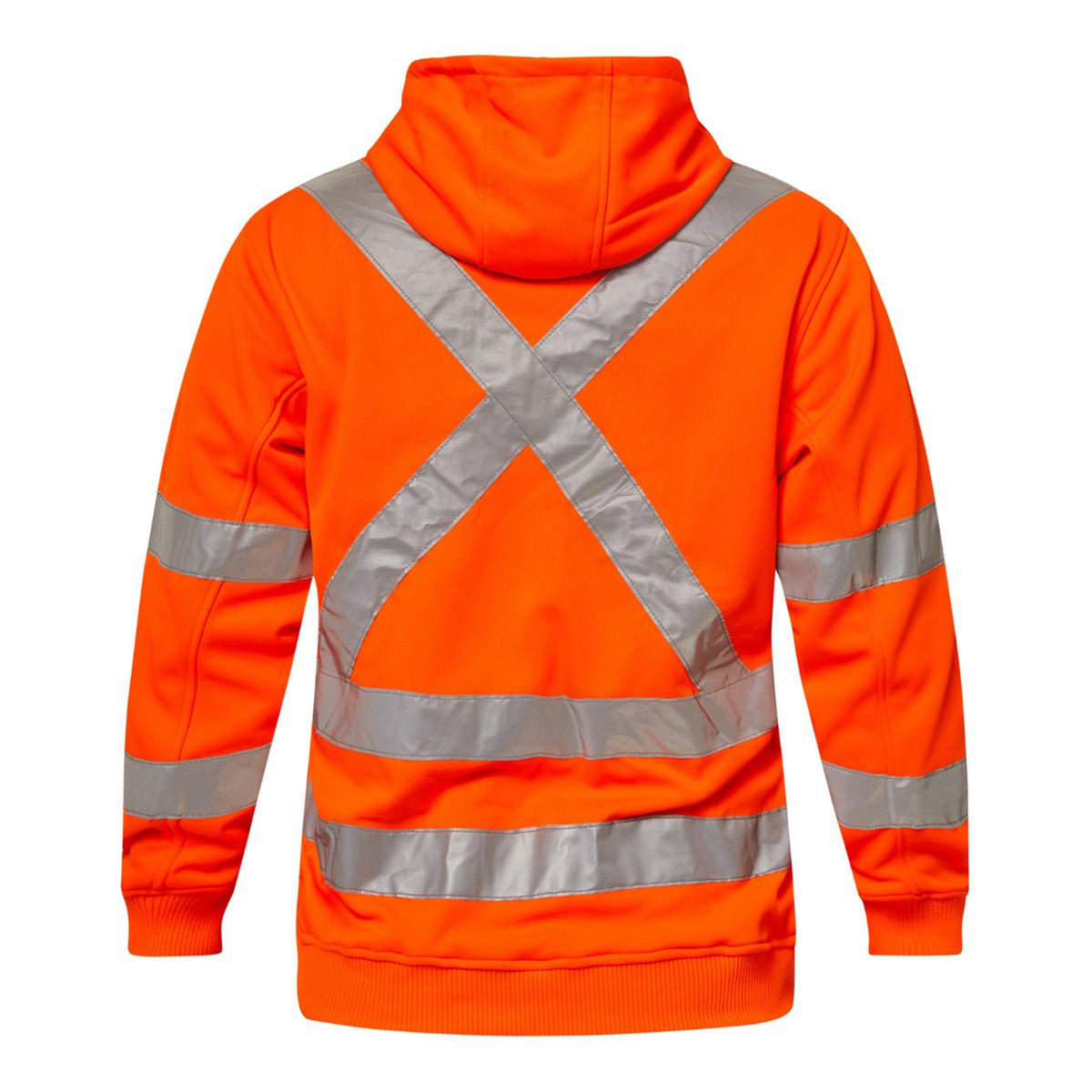 Hi Vis Zip Hoodie with Reflective X Pattern 2