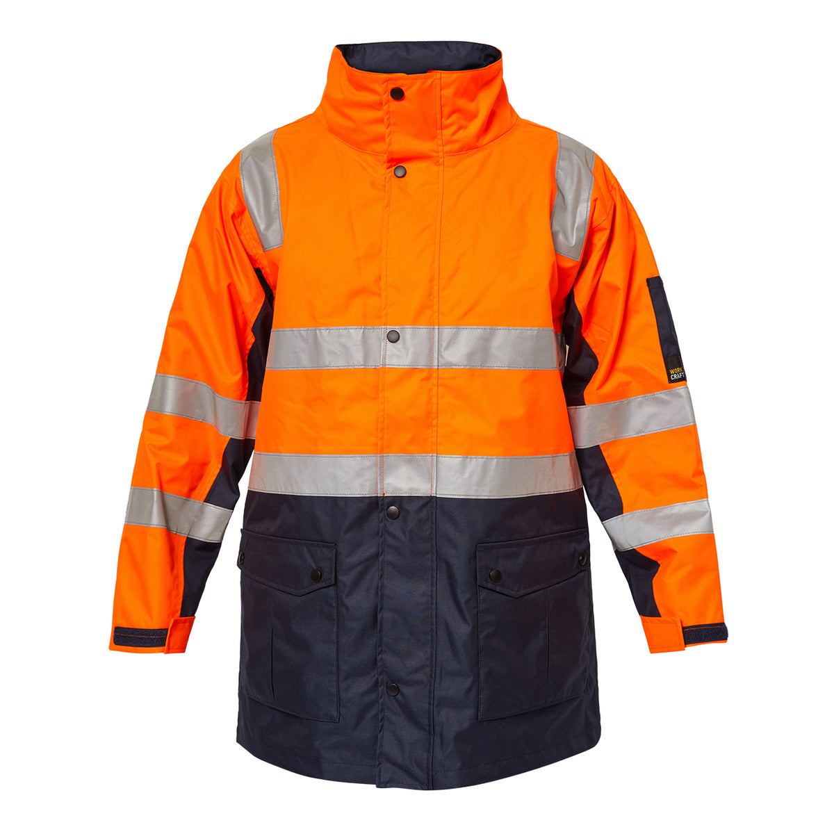 Hi Vis Reflective Jacket - Orange/Navy - Front